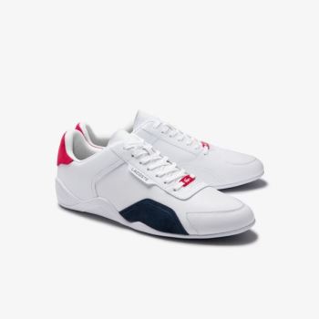 Lacoste Hapona Leather and Synthetic Sneakers - Tenisky Pánské Bílé / Tmavě Blankyt / Červené | CZ-8